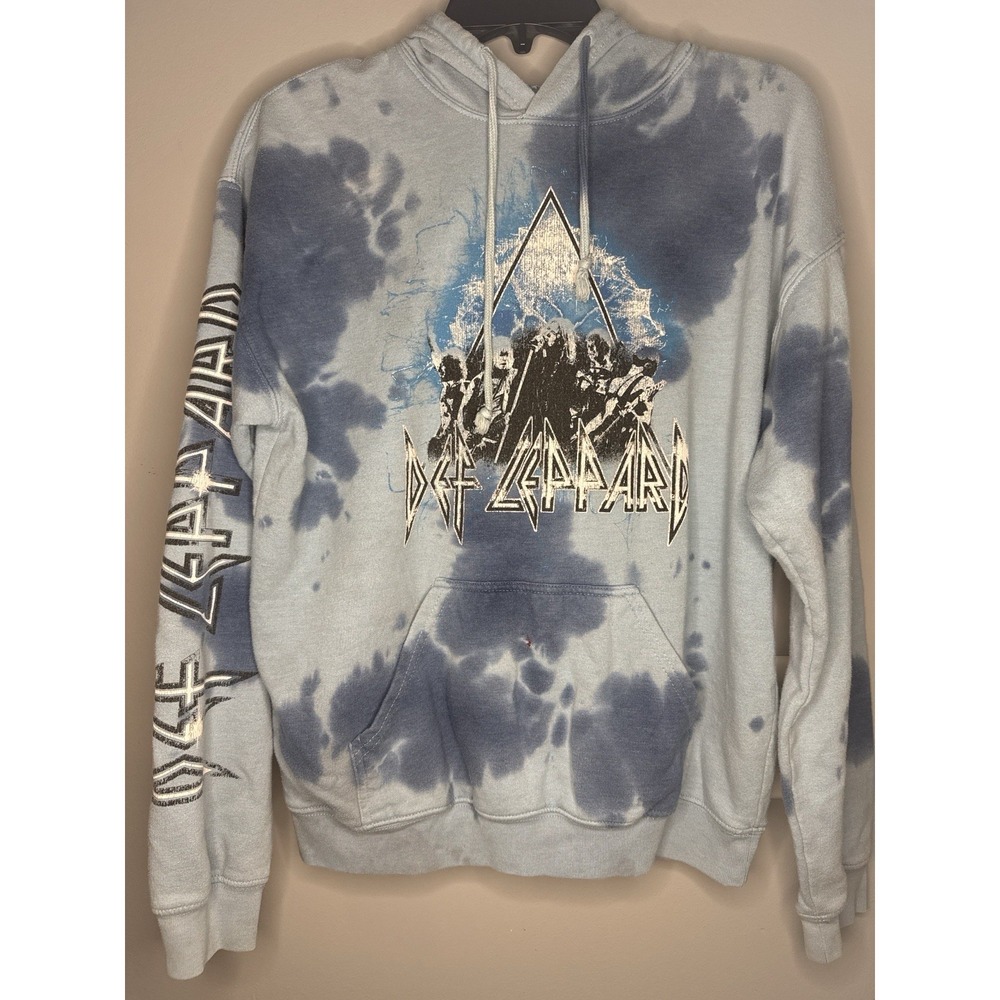 Def Leppard Tie Dye Hoodie Rock‎ Band Graphic Pullover Sweatshirt Size M
